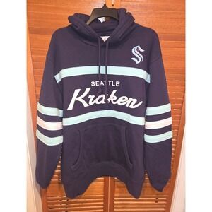 Mitchell & Ness Seattle Kraken NHL Navy Pullover Hoodie Mens Large NWOT